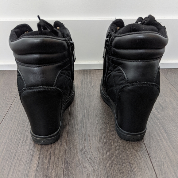 ALDO Black Quilted Wedge Booties - Picture 2 of 3